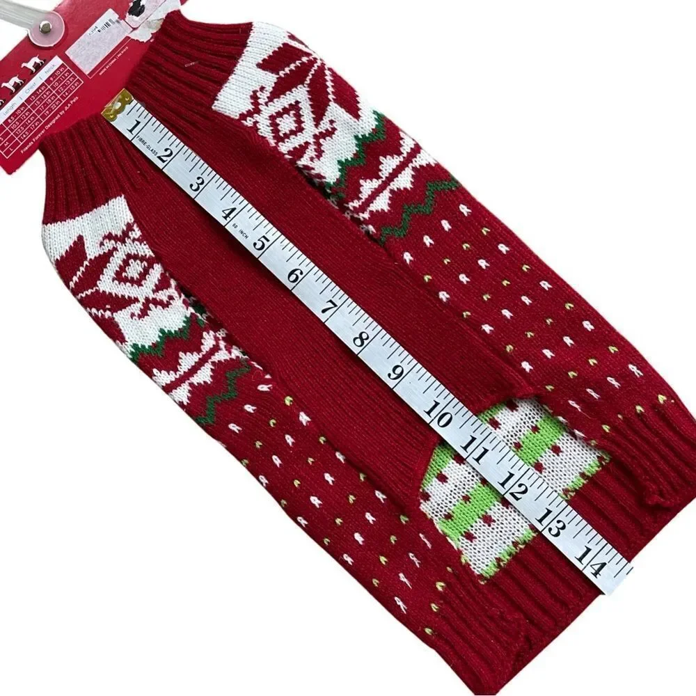 Friends Forever Knit Pet Holiday Red & White Ugly Sweater Medium NWT